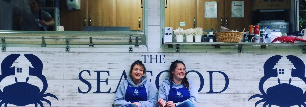 Jane Grigson Trust Award winners Kirsty Scobie & Fenella Renwick outside The Seafood Shack