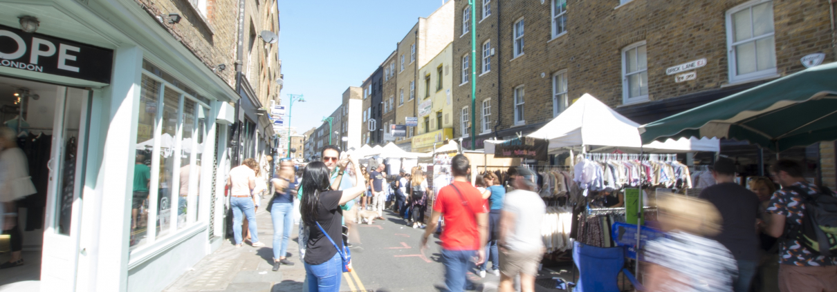 Street view of Brick Lane Market