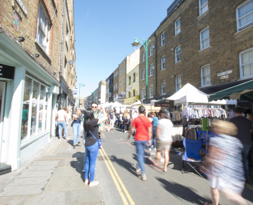 Street view of Brick Lane Market